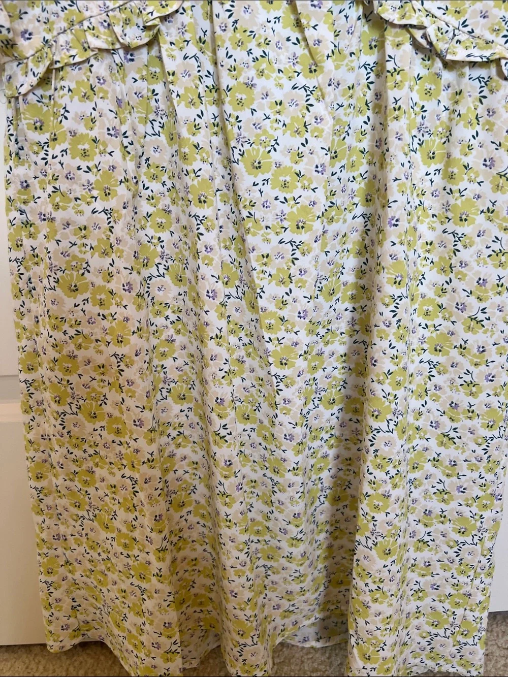 Hayden Yellow Floral Ruffle-Trim Casual Dress